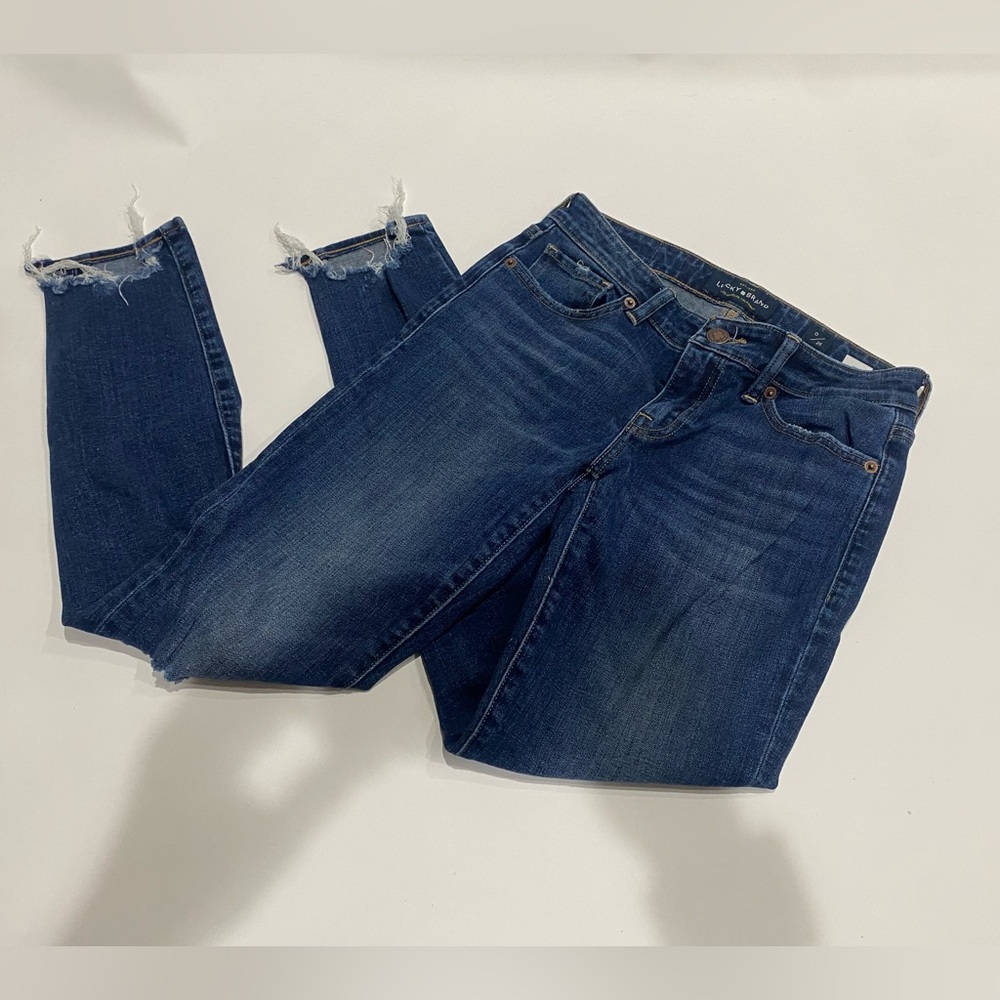 Lucky Brand Dark Blue Distressed Ankle Jeans- Stella skinny- SZ 0/25